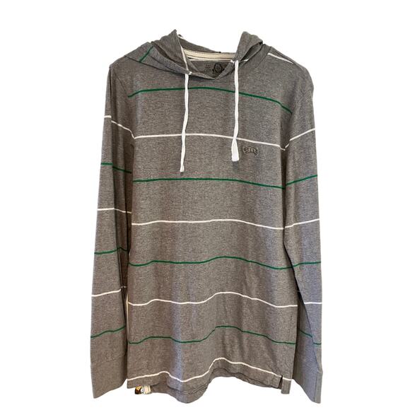 American Rag Men’s Long Sleeve Gray & White Stripe T-Shirt with Hood. Sz M. - Picture 1 of 6